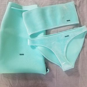 Blue crush velvet triangl bikini